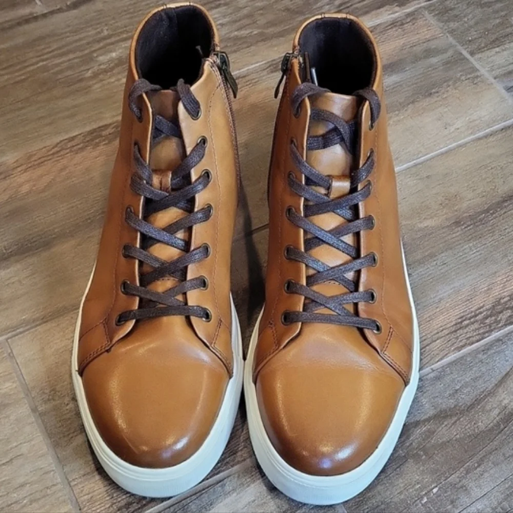 Jousen Leather High-Top Dress Sneakers, Size 8 - Picture 2 of 15
